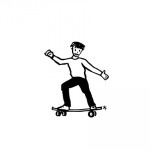 Autocollant Garçon ado avec son skate